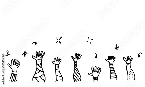 Applause hand draw on white background.vector illustration.