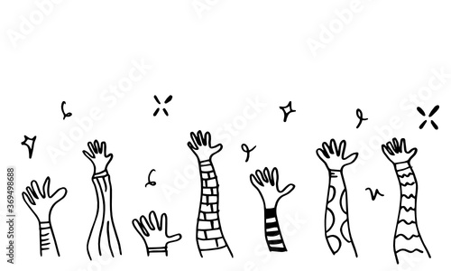 Applause hand draw on white background.vector illustration.