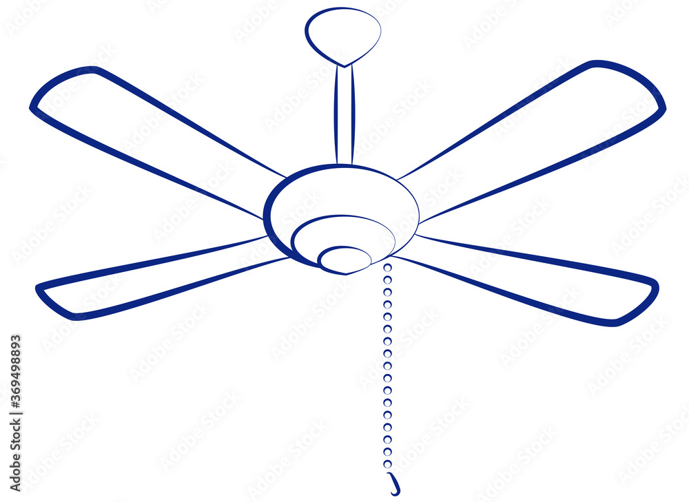 Vector image of chandelier with a simple lamp, a cord and a four-blade cooling propeller. Generic hvac appliance. Vector image of chandelier with a simple lamp, a cord and a four-blade cooling propeller. Generic hvac appliance.