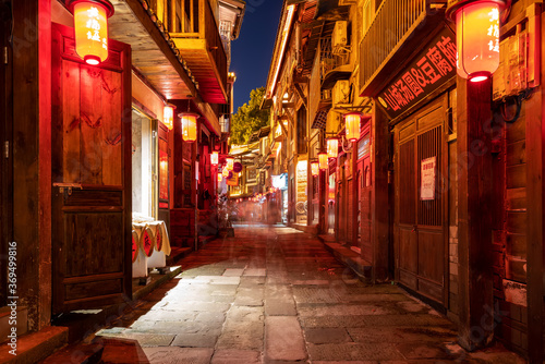Night view of ancient town streets in Chongqing, China © onlyyouqj