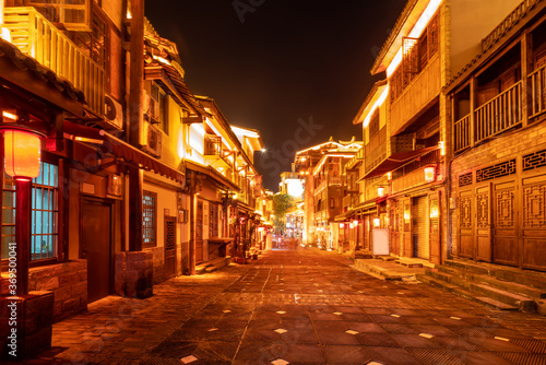 Night view of ancient town streets in Chongqing, China © onlyyouqj