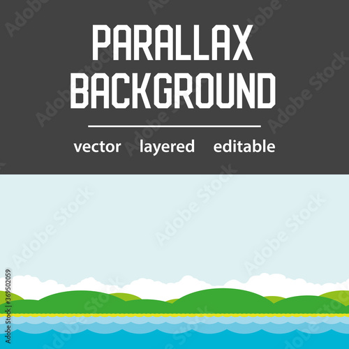 Sea Parallax Background. Vector Layered Illustration