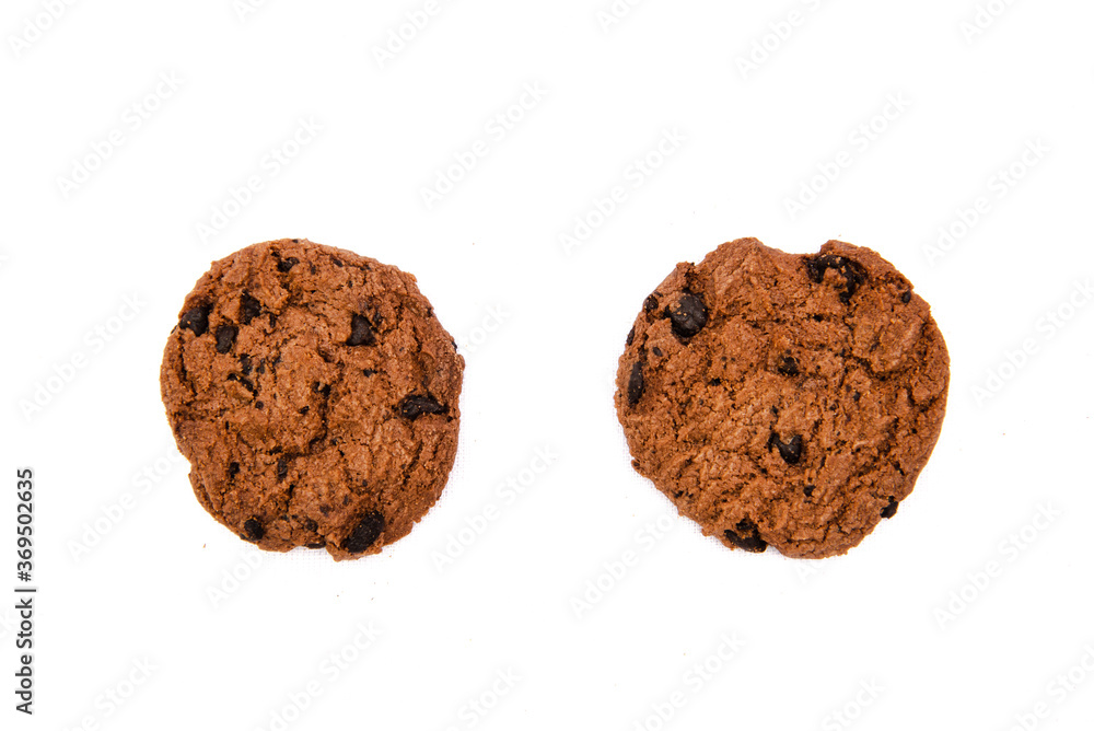 Fototapeta premium Chocolate cookies on a white background.