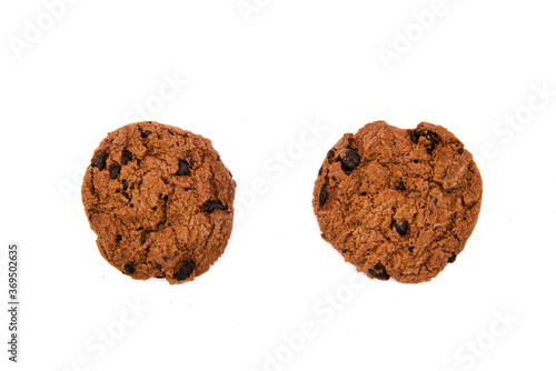 Chocolate cookies on a white background.