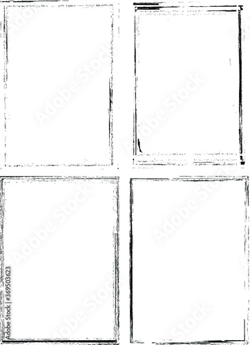 Set of Grunge Black and White Frames . textured rectangles for image