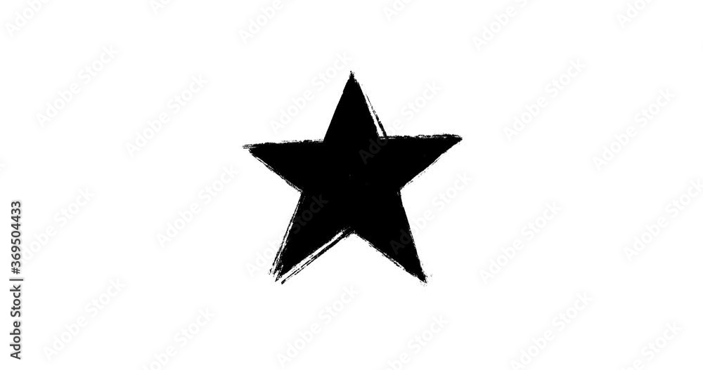 animation of a black star pulsating on a white background, hand drawn with a dry brush animation of a black star pulsating on a white background, hand drawn with a dry brush
