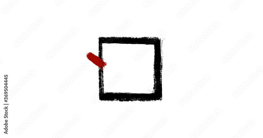 animation of a red check mark in an empty hand-drawn square cell. completed task symbol animation of a red check mark in an empty hand-drawn square cell. completed task symbol