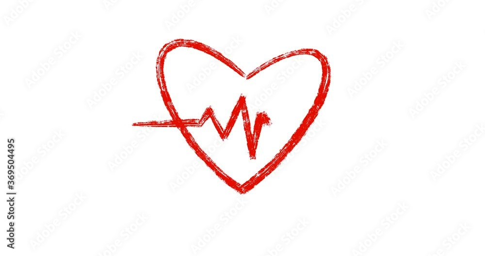 2D animation of red beat heartbeat with hand drawn cardiogram. Heart beats animation.Healthy medicine. 2D animation of red beat heartbeat with hand drawn cardiogram. Heart beats animation.Healthy medicine.