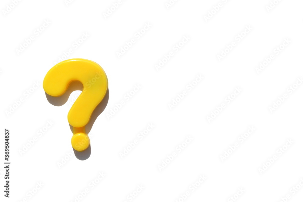Question mark in yellow on a white background Stock Photo | Adobe Stock