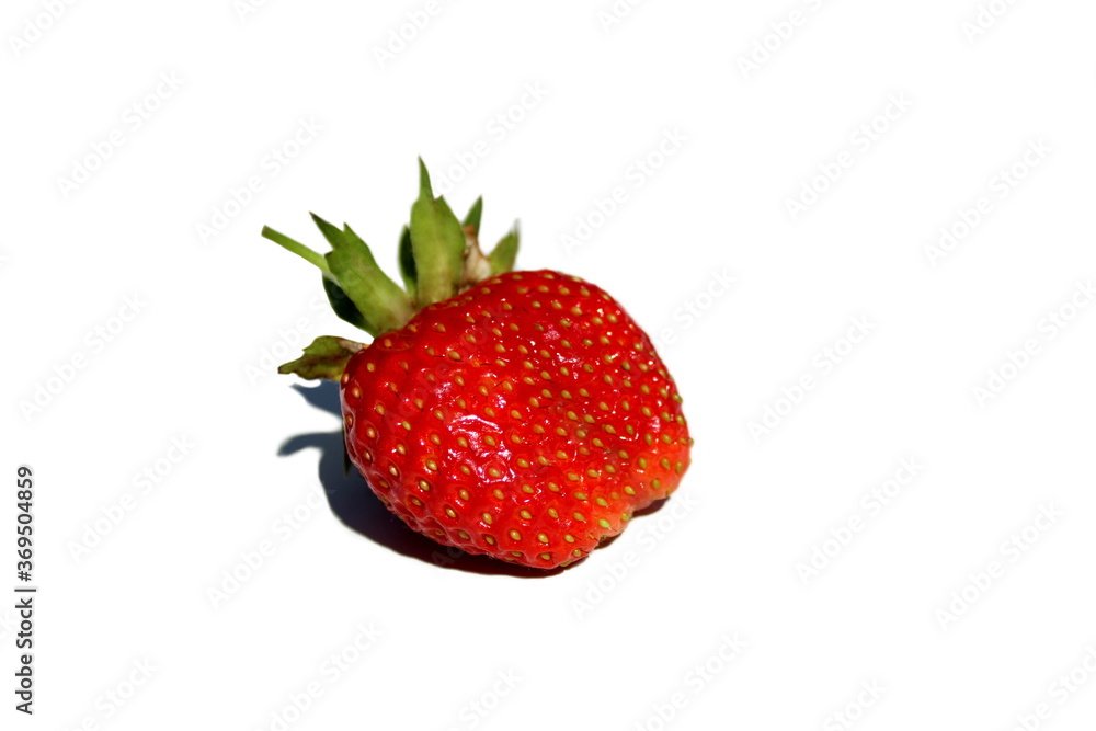 Juicy Red strawberries on a White plate in direct sunlight Juicy Red strawberries on a White plate in direct sunlight