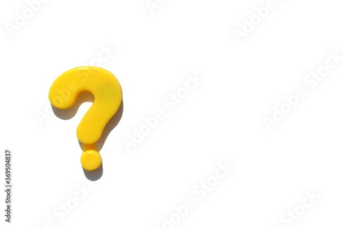 Question mark in yellow on a white background