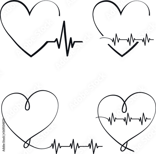 Cute heart line, vector illustration