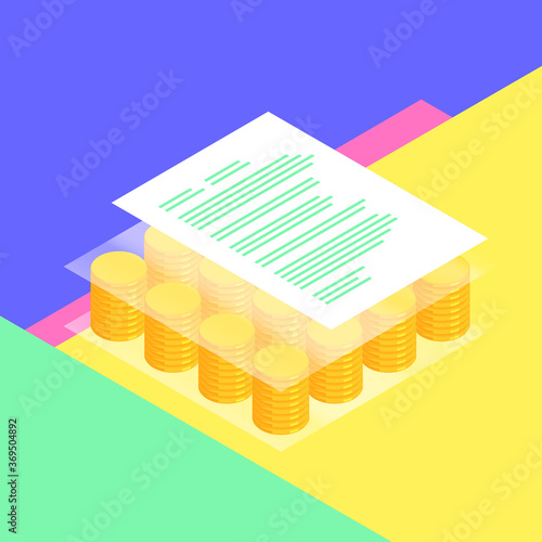 Salary negotiation / employment contract / retention agreement. Isometric illustration.