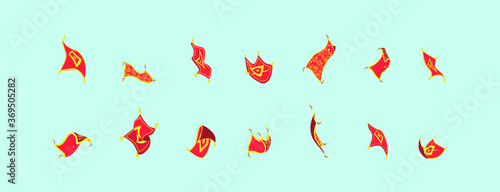 a set of flying carpet isolated on a blue background. Vector illustration.