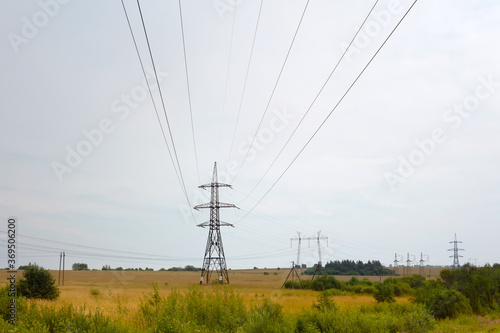 Transmission towers and power lines