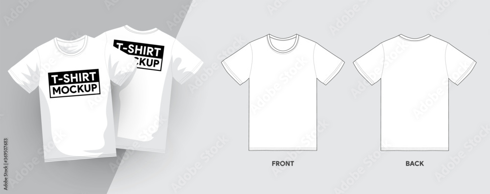 Vector T-Shirt Template Outline Stroke Illustrations. Stock Vector ...