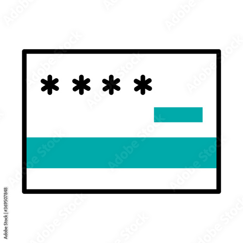 cyber security concept, credit card icon, half line half color style