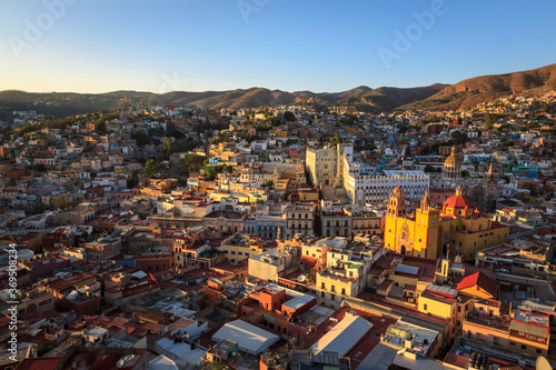 Bird s eye view of the city of Guanajuato in central Mexico. Known for its silver mining history  colonial architecture  and for its narrow and winding streets. Listed as a World Heritage Site in 1988