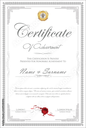 Certificate or diploma retro vintage design