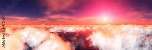 Beautiful clouds, panorama of clouds, above the clouds, clouds from above, flying above © ustas