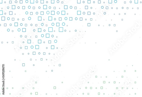 Light Blue, Green vector background with circles, rectangles.