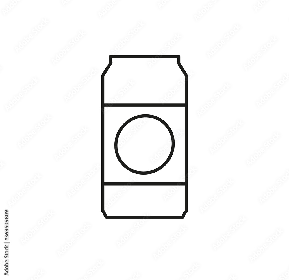 Can of beer linear flat Icon. Outline illustration of soda or beer. isolated web pictogram. - Vector Can of beer linear flat Icon. Outline illustration of soda or beer. isolated web pictogram. - Vector