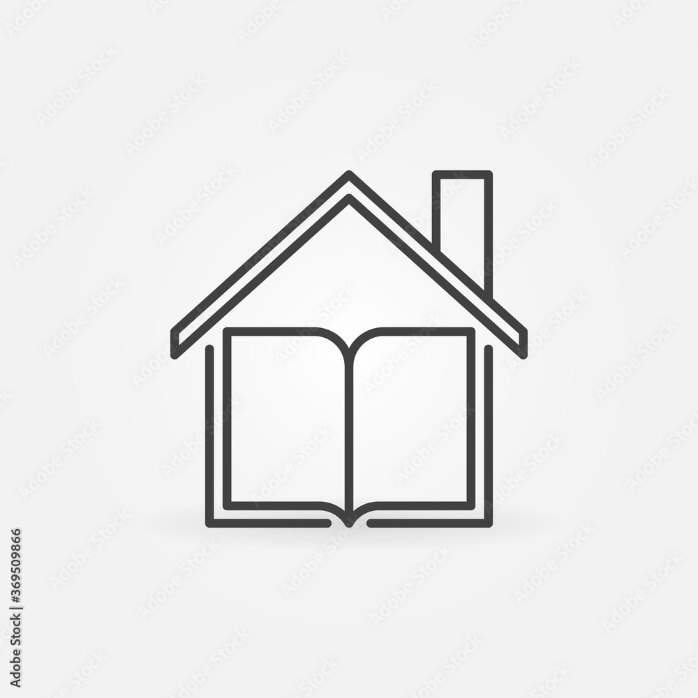 Book under the Roof linear vector Homeschooling concept icon or logo element Book under the Roof linear vector Homeschooling concept icon or logo element