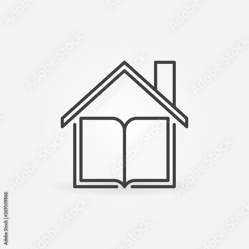 Book under the Roof linear vector Homeschooling concept icon or logo element
