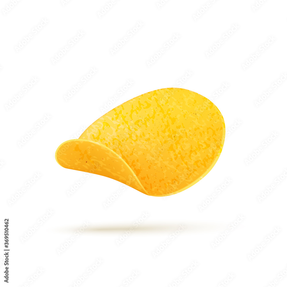 Potato chips on white background, fast food, vector snack. Potato chips on white background, fast food, vector snack.