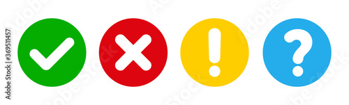 Check and cross, question mark vector illustration icon