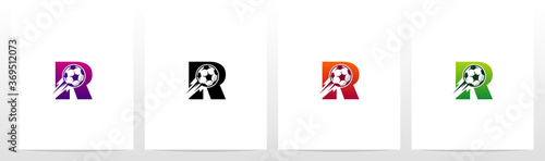Soccer Ball On Letter Logo Design R