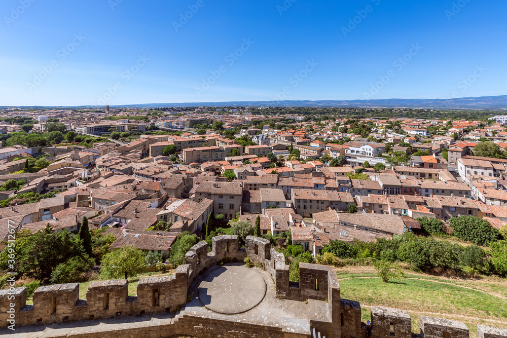 View of the old city from the castle walls of Carcassonne town