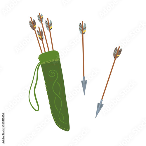 Quiver and arrows Vector art isolated on white 