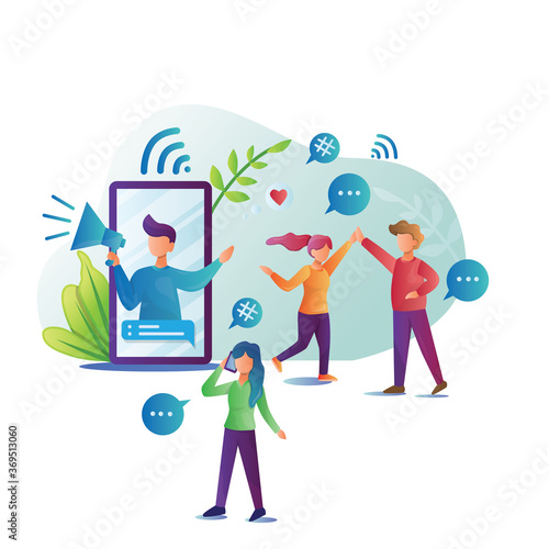 refer a friend affiliate partnership and earn money. marketing concept strategy. people character sharing referral business. template for web landing page, banner, presentation,poster, or print media