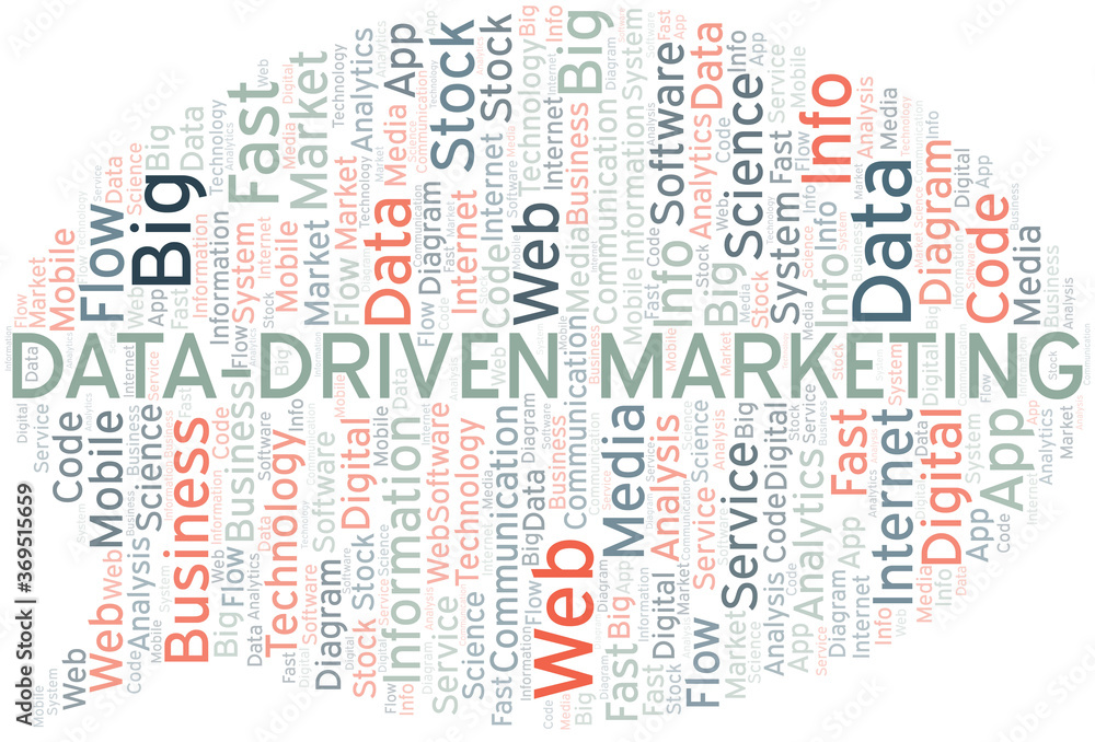 Data-Driven Marketing vector word cloud, made with text only. Data-Driven Marketing vector word cloud, made with text only.