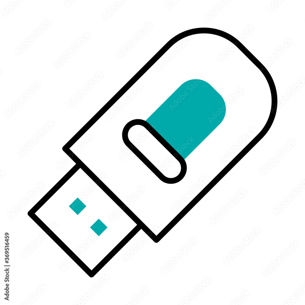 usb drive icon, half line half color style usb drive icon, half line half color style