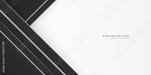 Black white abstract presentation background with triangles shapes dan blank copy space