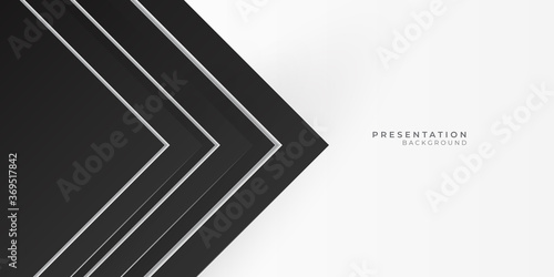 Black white abstract background geometry shine and layer element vector for presentation design. Suit for business, corporate, institution, party, festive, seminar, and talks.