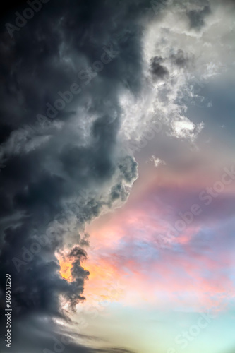 Changing Weather at Sundown - Storm, front, dark, clouds, sunset, sky, colors, beautiful, foreboding, dark, weather, skies, pastel, rain, changing, change, meteorology, rolling, stormy, cloudy, ominou