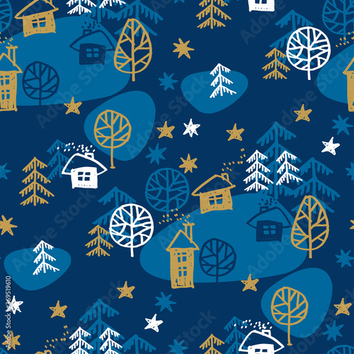 Winter forest xmas night se...