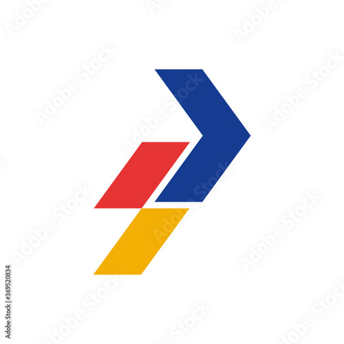 Arrow letter P logo. Logo design of arrows combination with initial letter P. Simple flat logo template