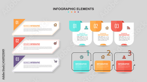 infographics element collection with flat style. minimal banner. vector illustration. 