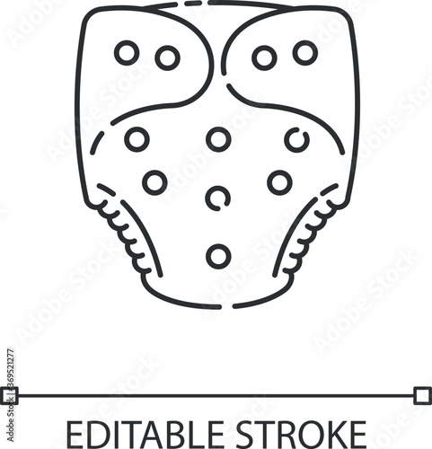 Cloth diaper linear icon. Zero waste and cost effective lifestyle thin line customizable illustration. Contour symbol. Reusable kids clothing. Vector isolated outline drawing. Editable stroke