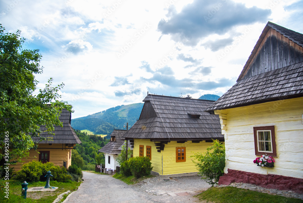 Traditional village in Slovakia - Vlkolinec. Cultural heritage. UNESCO
