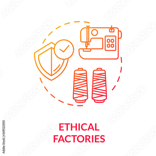 Ethical factories red gradient concept icon. Textile supplier. Zero waste manufacture. Sustainable production of material idea thin line illustration. Vector isolated outline RGB color drawing