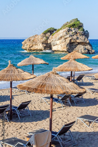 Scenic Porto Zorro sandy beach. It is situated on the south east coast of Zakynthos island, Greece.