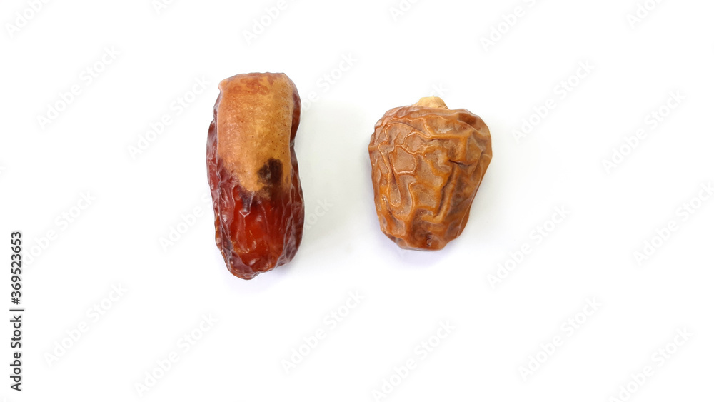 Dry Dates Sukkari & Sagai Isolated on White Background