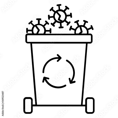 Disposing coronavirus infected ppe concept, Victory Over Coronavirus Vector Icon Design, personal protective equipment should be cut or damaged before thrown into trash on white background 