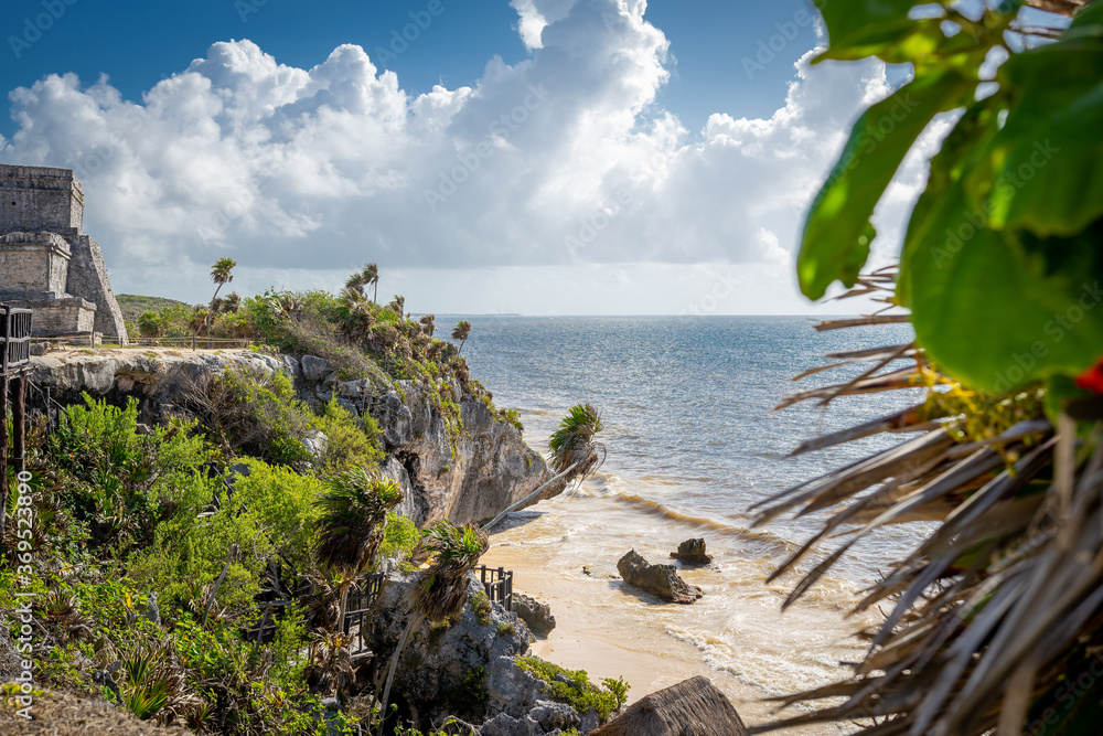 Tropical Beach at the Tulum Ruins in Mexico