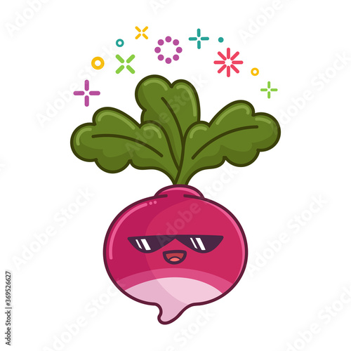 kawaii smiling radish cartoon illustration